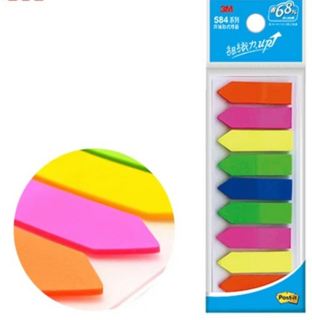 3M Post-it 利貼 584-9 利貼可再貼9色全彩標籤, 180張, 1組