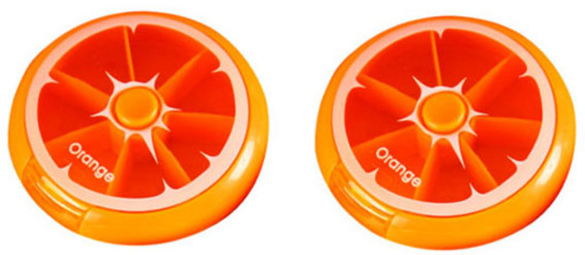 다오미 상큼 회전 휴대용 약케이스 오렌지, 2개