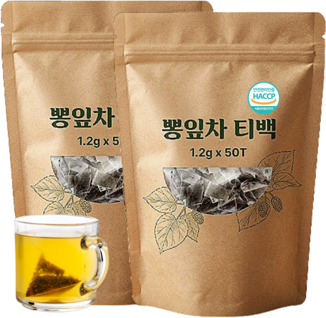 국산 뽕잎차 뽕나무잎 티백 식약청 해썹 인정, 1.2g, 5개, 50개입