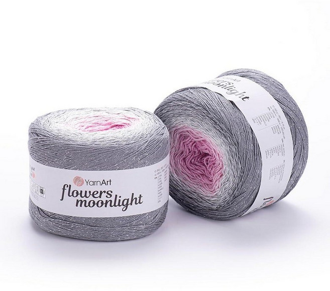 YarnArt Flowers Moonlight – 메탈릭 루렉스가 있는 그라데이션 면 아크릴 실 250g(9.17온스) 1093야드 - 코바늘 뜨개질 뜨개질 숄 및 DI, 3293