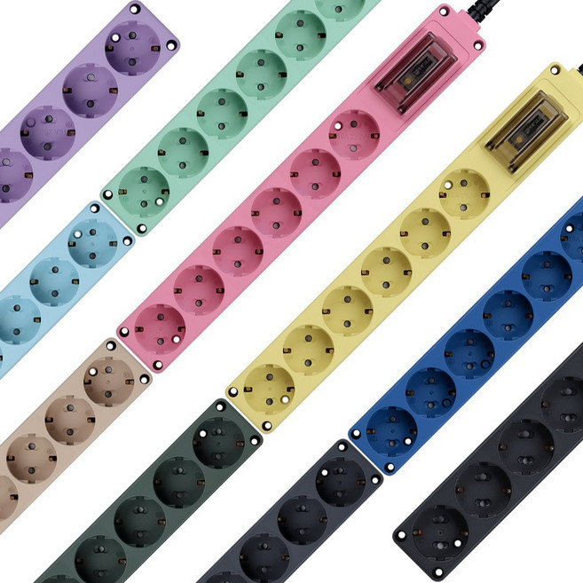 현대 오브제 고용량 멀티탭 국산 누전차단 4000W 디자인멀티탭 6구 1.5M, 스카이블루, 1개