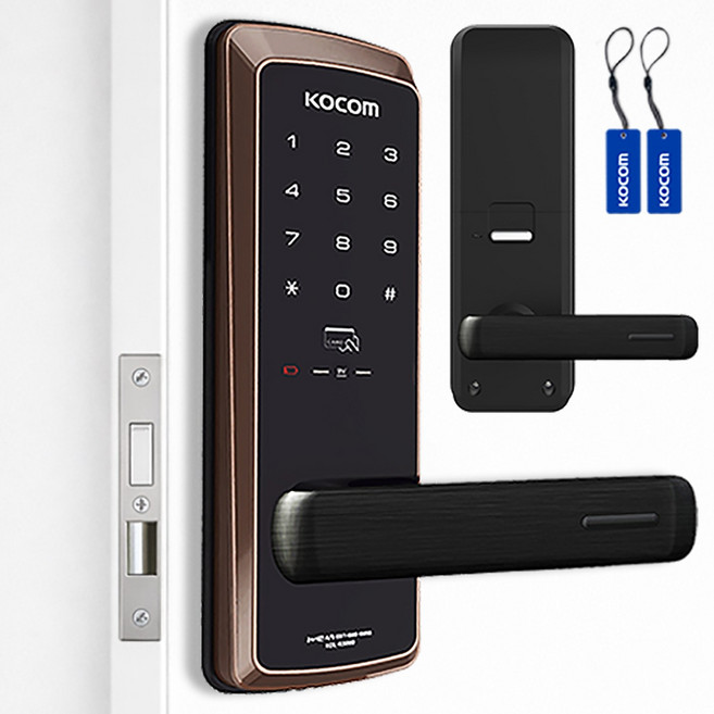 코콤 KDL-R3000 2way 미니 주키 레버형 무타공 디지털도어락 카드키 번호키 현관문, 고객직접설치, 셀프설치(택배발송)