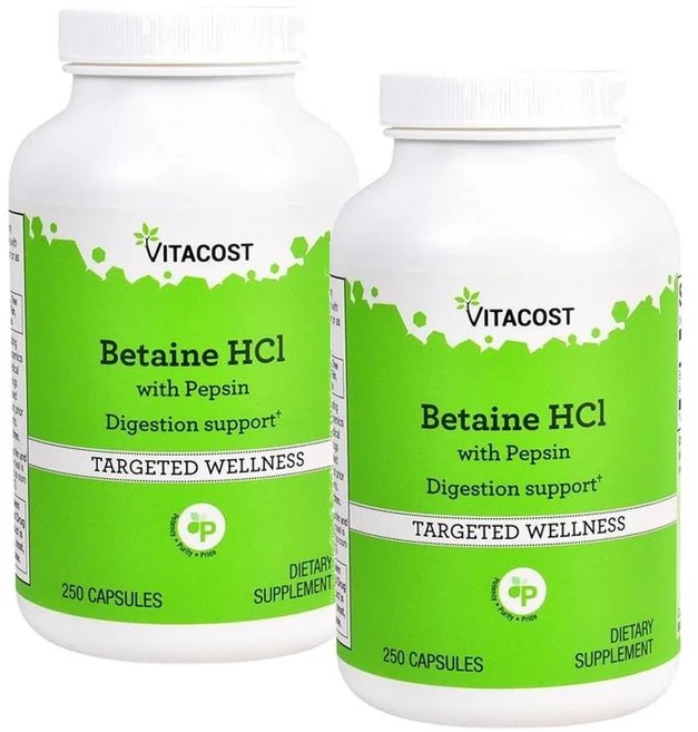 비타코스트 베타인 HCL 펩신 650mg Vitacost Betaine HCl with Pepsin, 2개, 250정 - 쿠팡