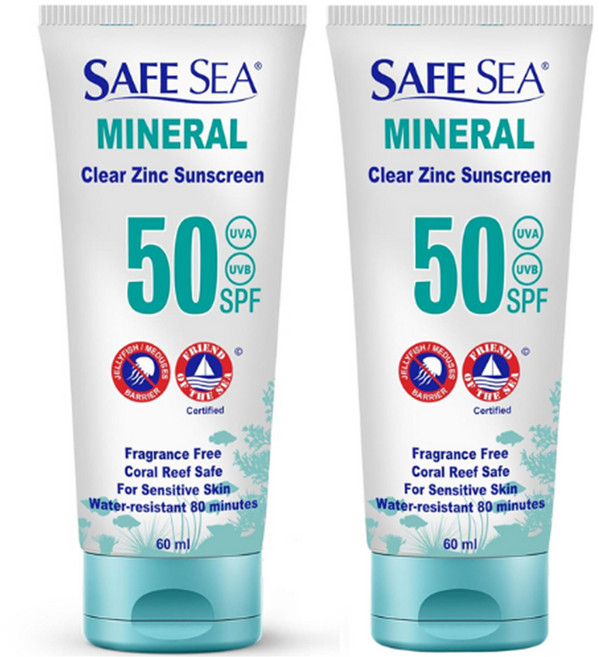 산화아연 자외선 차단제 SPF50 미네랄 페이스 선크림 해파리 쏘임 방지 미국 내수용, 2개, 60ml
