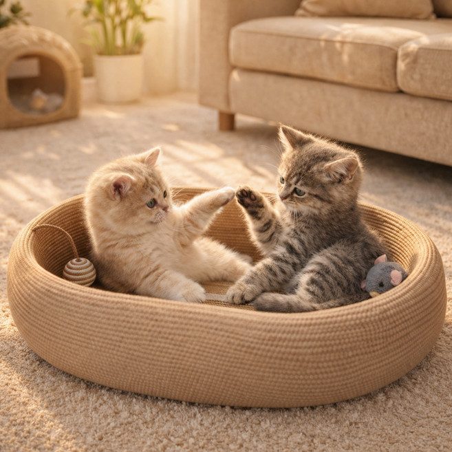 페이퍼랩 편안한 평판형 고양이 스크래쳐, 1개, 베이지