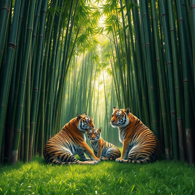 재물그림 액막이 자석액자 대나무 호랑이 현관인테리어 집들이선물, 1개, 05. 호랑이 가족2