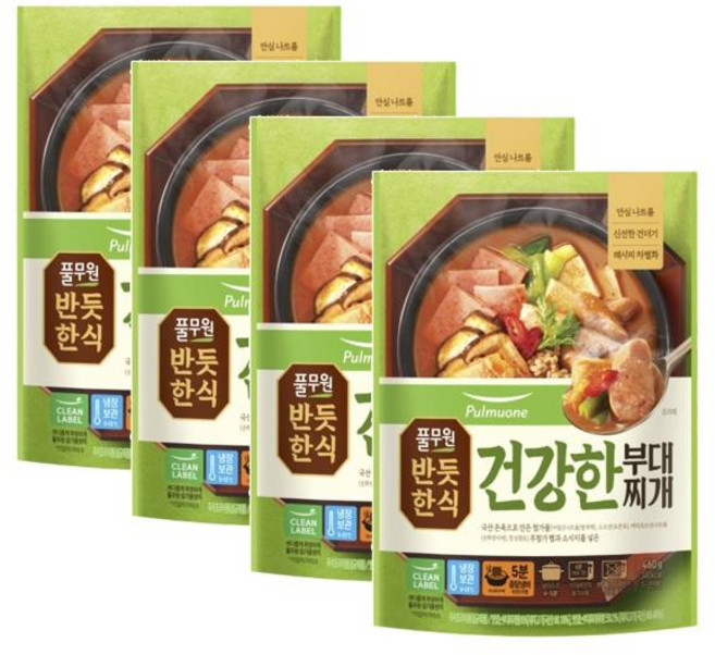 풀무원 반듯한식 건강한 부대찌개, 4개, 460g