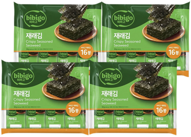 비비고 재래김 도시락김 16p, 64g, 4개