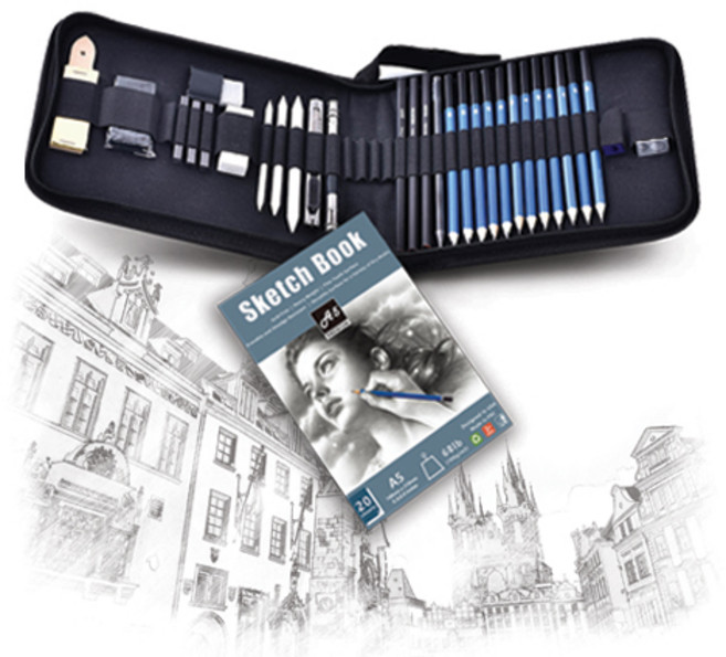 더조흔 고급 스케치 펜슬 드로잉 스케치북포함, 1개