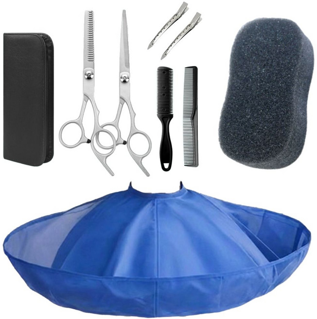 브라이프 누구나셀프 홈커트 가정용 미용가위세트, 1세트, 미용가위 세트+커트보+스펀지