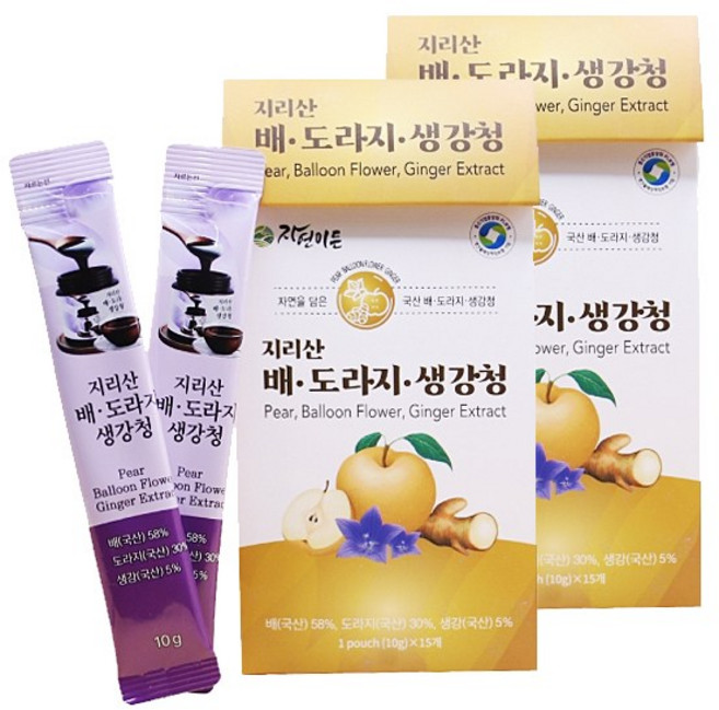 지리산홍화인 지리산 배.도라지.생강 청, 2개, 150g