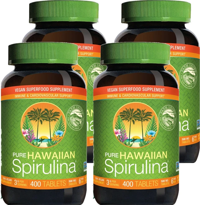 뉴트렉스하와이 퓨어 하와이안 스피루리나 퍼시피카 500mg 타블렛, 400정, 4개 - 쿠팡