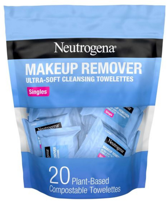 Neutrogena 뉴트로지나 메이크업 리무버 물티슈 싱글 개별 포장 얼굴 데일리 페이셜 클렌 20매, 1개