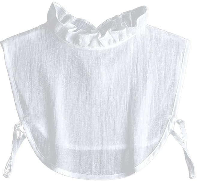 여성 스탠드 러플 페이크 칼라 셔츠 액세서리 할로우 아웃 키홀 넥타이 디키 탈부착 화이트 풀오버 하프 블라우스