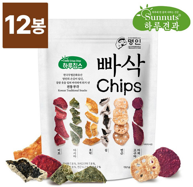 컬러푸드 빠삭칩, 200g, 12개