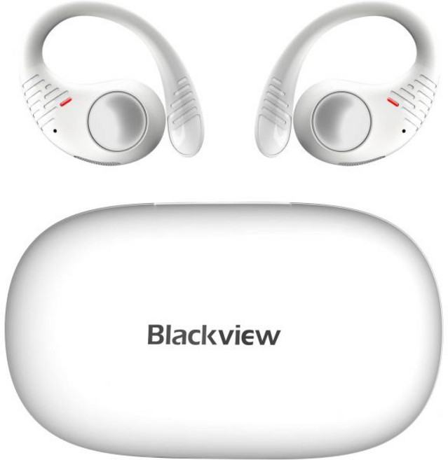 Blackview 블랙뷰 에어버즈 10 오픈 이어 헤드폰 무선 이어버드 블루투스 53 에어컨덕션 스포츠 헤드셋 이어후크 포함 IPX7 방수 듀얼 마이크 러닝 및 운동용 블랙, White, 1개