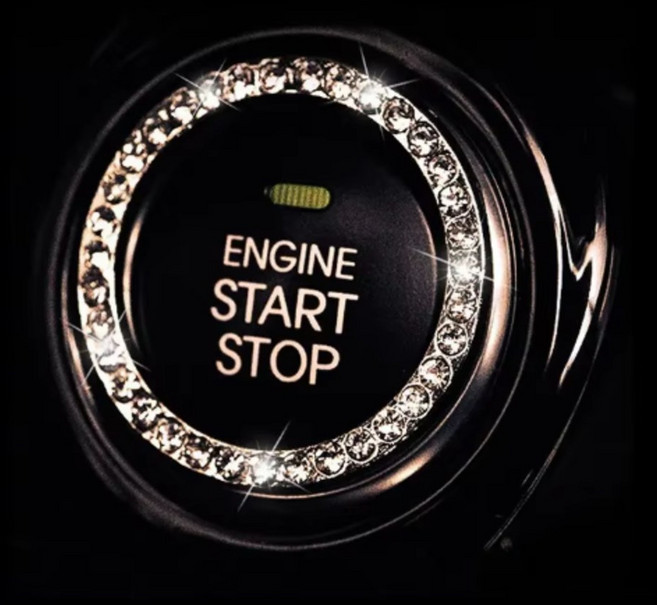 자동차 시동버튼 장식 큐빅 차량 인테리어 장식 스티커, 블랙, 기타