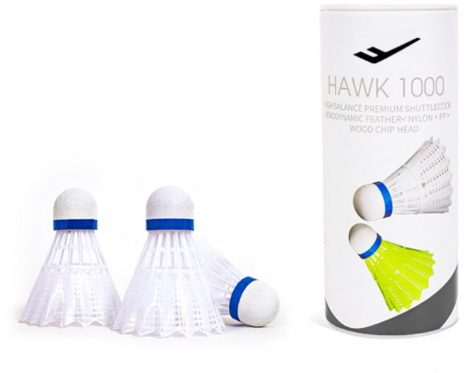 PS 나일론 셔틀콕 라임 HAWK1000, WHITE, 3개입, 1세트