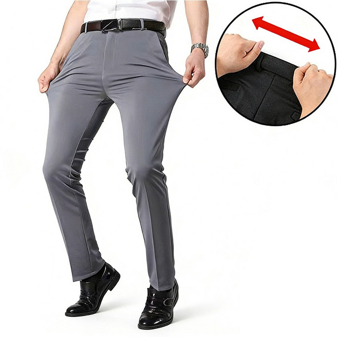 차쿠 남성 정장 바지 고탄력 스판 바지 기지 바지 슬랙스 허리밴딩 직장인바지 중년 빅사이즈 하계 춘계 동계 4계절