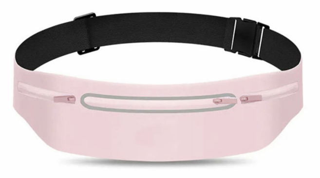 가벼운 슬림형 러닝벨트 심리스 허리착붙 버클형 힙색, 핑크, 1개