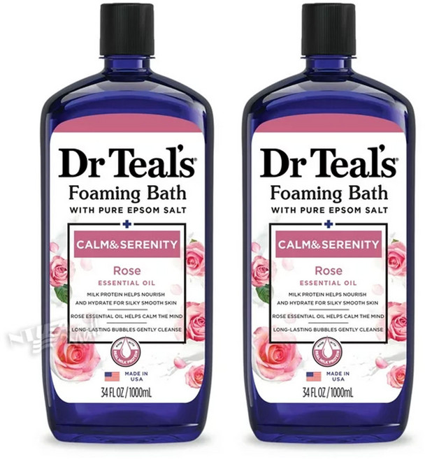 [1+1]닥터틸즈 포밍바스 엡섬 솔트 로즈 에센셜 오일 1000ml DR TEAL'S FOAMING BATH