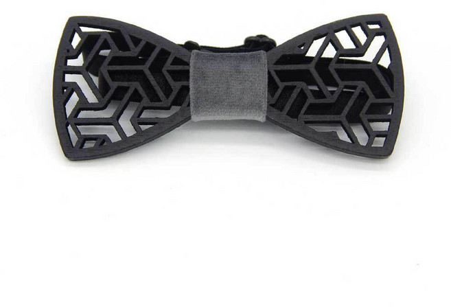 黑色系木製手工領結 鵰花幾何個性時尚領帶配飾