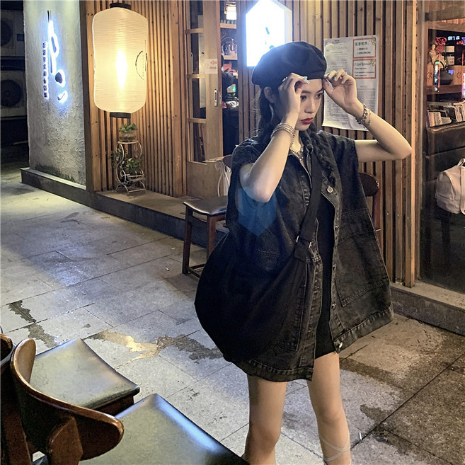 다소미얼 뉴타임즈6 여성 데님 청조끼 대학생 중학생 두꺼운 여행 가을 겨울 SQ201009152Z