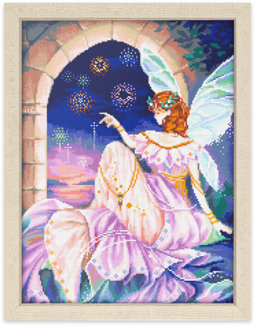블링블링 캔버스형 보석십자수 (전용 액자 포함) 60x45cm, 1세트, 이벤트126 화이트오크(액자포함)