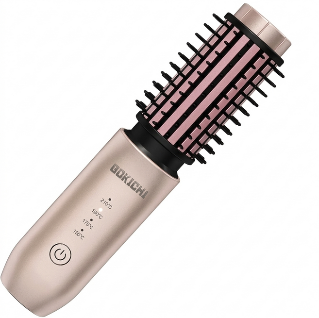 모발손상 없는 휴대용 워이프 무선 컬링 브러시 고데기, DYM-02, 로즈핑크