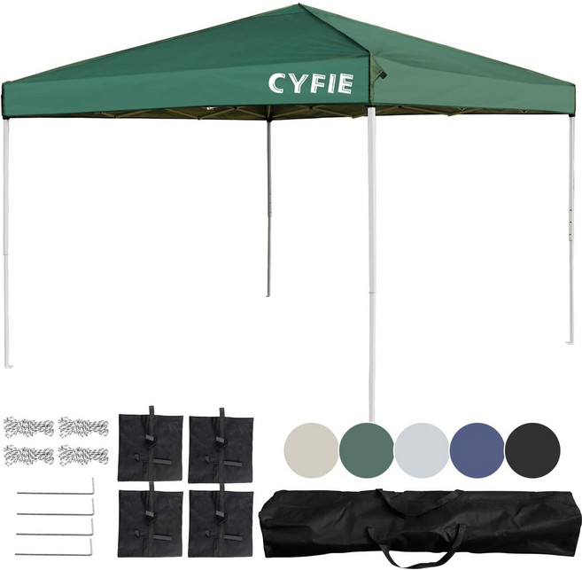 대형 캐노피 천막 텐트 방수 접이식 차양막 캠핑 야외 정원 행사용 2.5x2.5m 4-6인용, 그린