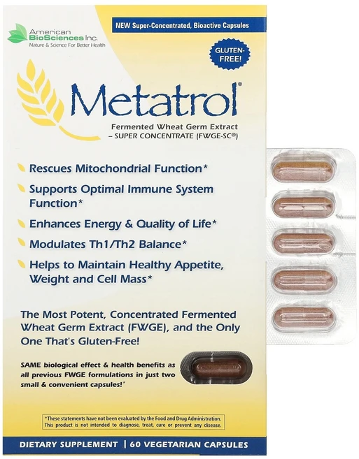 American Biosciences Metatrol® Fermented Wheat Germ Extract 60 Vegetarian Capsules, 60정, 1개 - 쿠팡