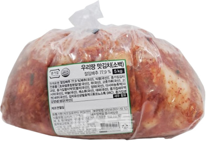 대상 종가집 우리땅 맛김치 소백 5kg 썰은김치 177960, 대상 종가집 우리땅 맛김치 소백 5kg 썰은김치 177