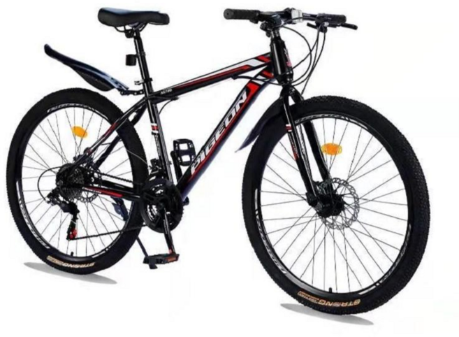 XFeng 접이식자전거 24인치 남녀 공용 MTB 자전거, 블루 + 레드, 24단 24인치, 1개