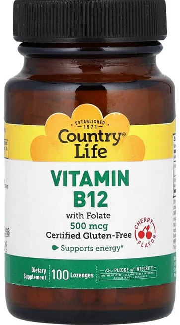 Country Life 엽산 함유 비타민B12 체리 사탕 정제 100정 CLF-06295, 1 - 쿠팡