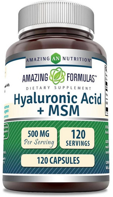 어메이징 뉴트리션 히알루론산 MSM 500mg 캡슐 Amazing Nutrition Hyaluronic Acid +MSM, 1개, 120정