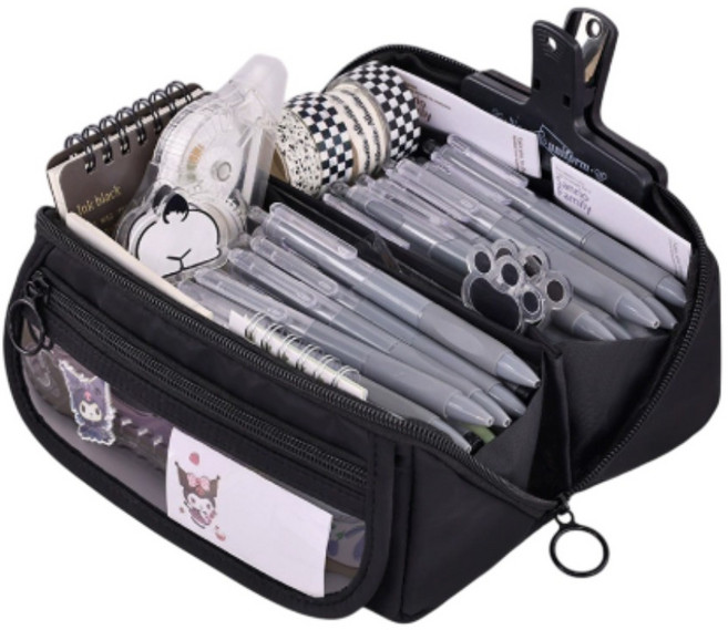 별별리빙샵 대용량 필통 중학생 큰필통, 블랙