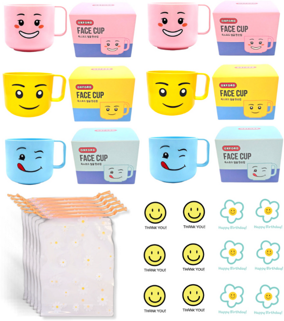 미포리댁 어린이집 생일 답례품 선물 유치원 구디백 옥스포드컵, 6개, 옥스포드컵+데이지조리개 세트