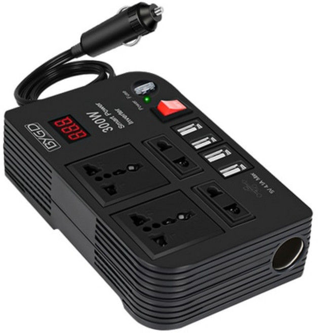 정원태양광 태양충전기배터리 접이식태양광패널 BYGD 300W 자동차 인버터 DC 12V AC 220V 전원 변환기 분배기 4 USB 빠른 충전 범용 소켓 스마트 전압 모니터, style A, 1개
