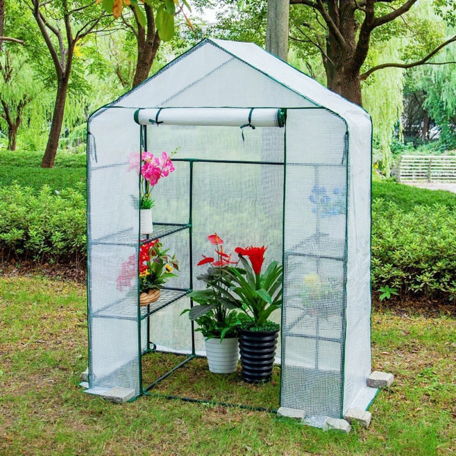 비닐하우스 조립식 온실 하우스 선반형 식물 보온 비닐 베란다 가정용 길고양이 겨울집, 1개