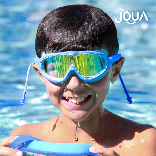 쥬아 KC인증 프리미엄 미러렌즈 와이드 어린이 물안경, 1개, 블루