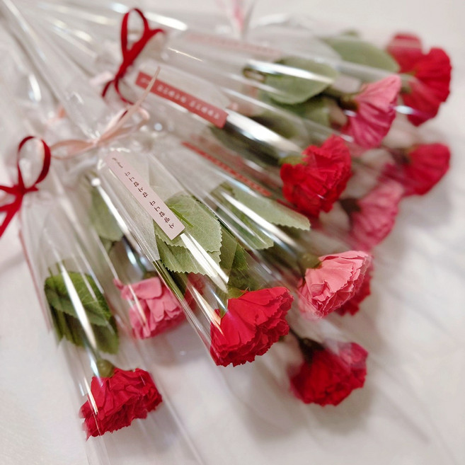 봄의선물 한송이 비누꽃 장미 카네이션 어버이날 스승의날 성년의날 교회 행사 단체, 카네이션-레드, 1개