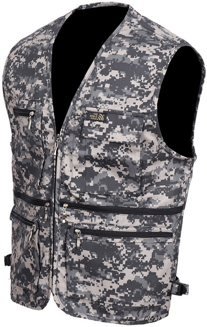 건설 안전조끼 작업복조끼 여름용 남성 주머니조끼 밀리터리 남자여름조끼, 얼룩차콜, 1개