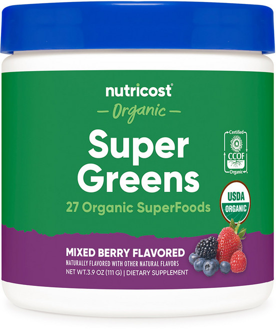 뉴트리코스트 오가닉 슈퍼 그린즈 파우더 10회분 믹스 베리맛 1병, 1개