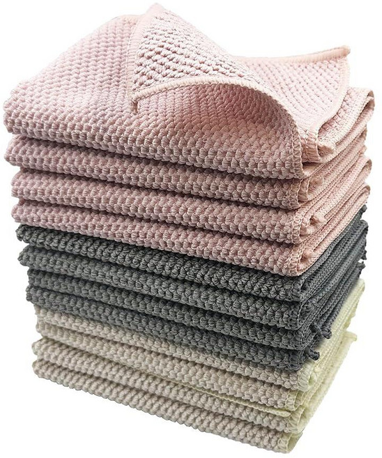 KWBLWF 극세사 클리닝 천 - 12개 물고기 비늘 극세사 타월 접시 자동차 창문용 재사용 가능한 청소용 천 - 흡수력이 뛰어난 주방 접시 천(30.5cm x 30.5, KWBLWF 극세사 클리닝 천 - 12개, 물고기 비늘