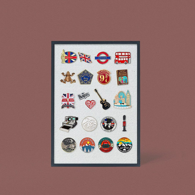 에이모노 뱃지보관액자 핀 뱃지 메탈프레임, 화이트 핀보드, 블랙, 1개