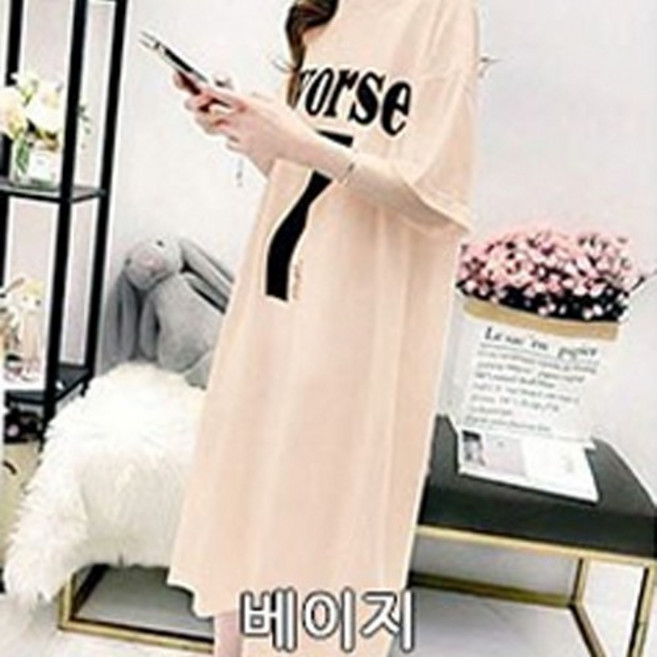 루즈핏 반팔 롱 원피스 379