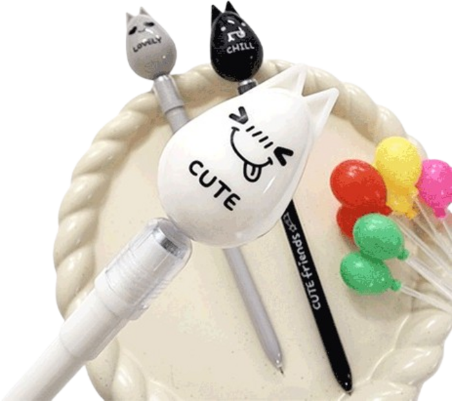 찰싹 부착 자석 고양이 젤펜 재밌는 마그네틱 볼펜, 1개, 큐트캣 자석젤펜(블랙)