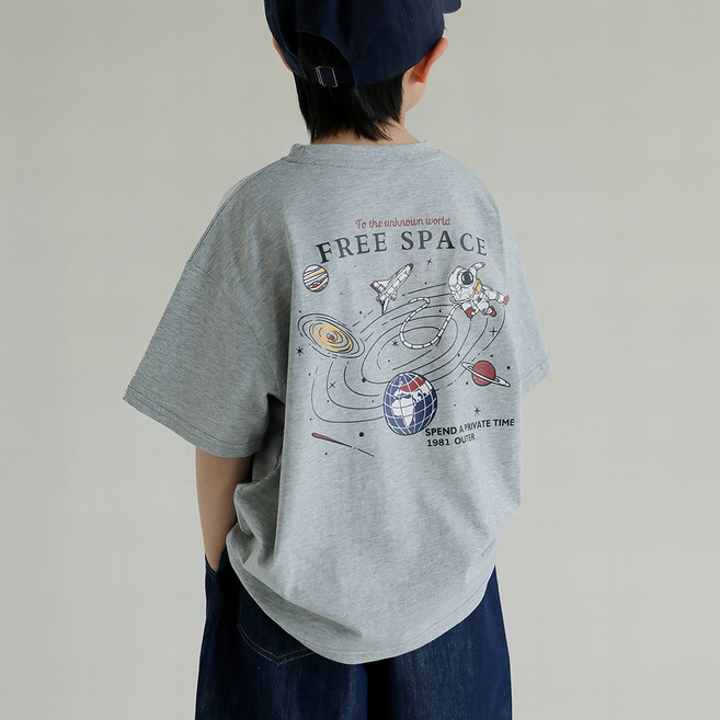 베비포 루즈핏 SPACE 프린팅 반팔티 -EW9