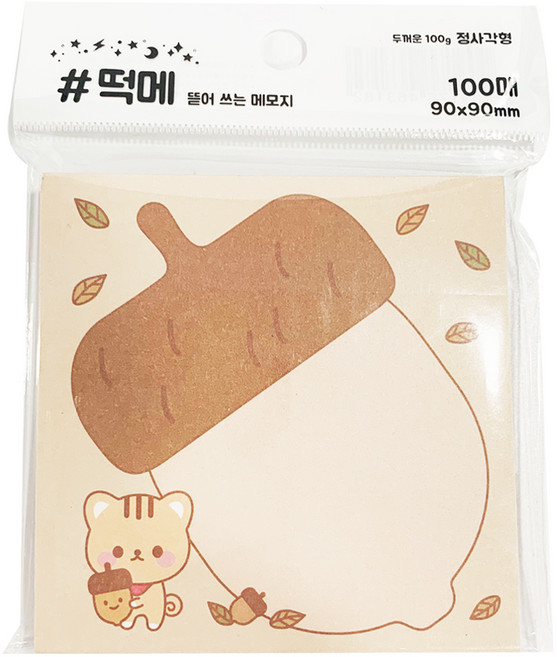 떡메 떡메모지 4종 뜯어쓰는 메모지 메모패드 포스트잇, 다람쥐, 100매