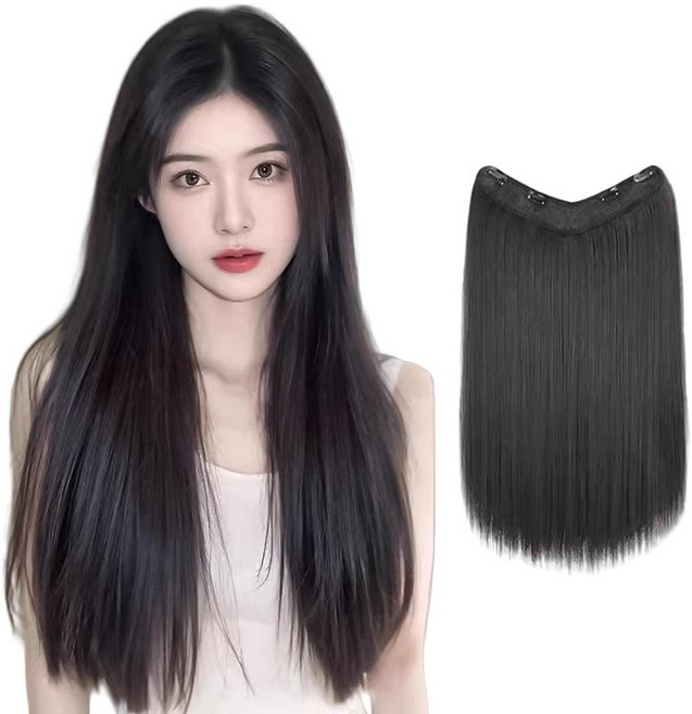 오비안 자연스러운 옆머리 볼륨 헤어피스 똑딱이 가발, 1개, 일체형 1피스-내추럴블랙(45cm)